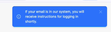 Confirmation message that a login link has been sent