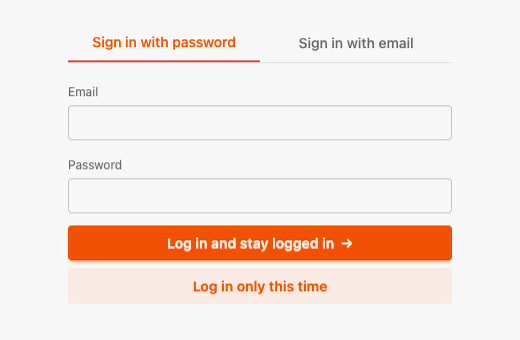Choosing between staying logged in or logging in only this time